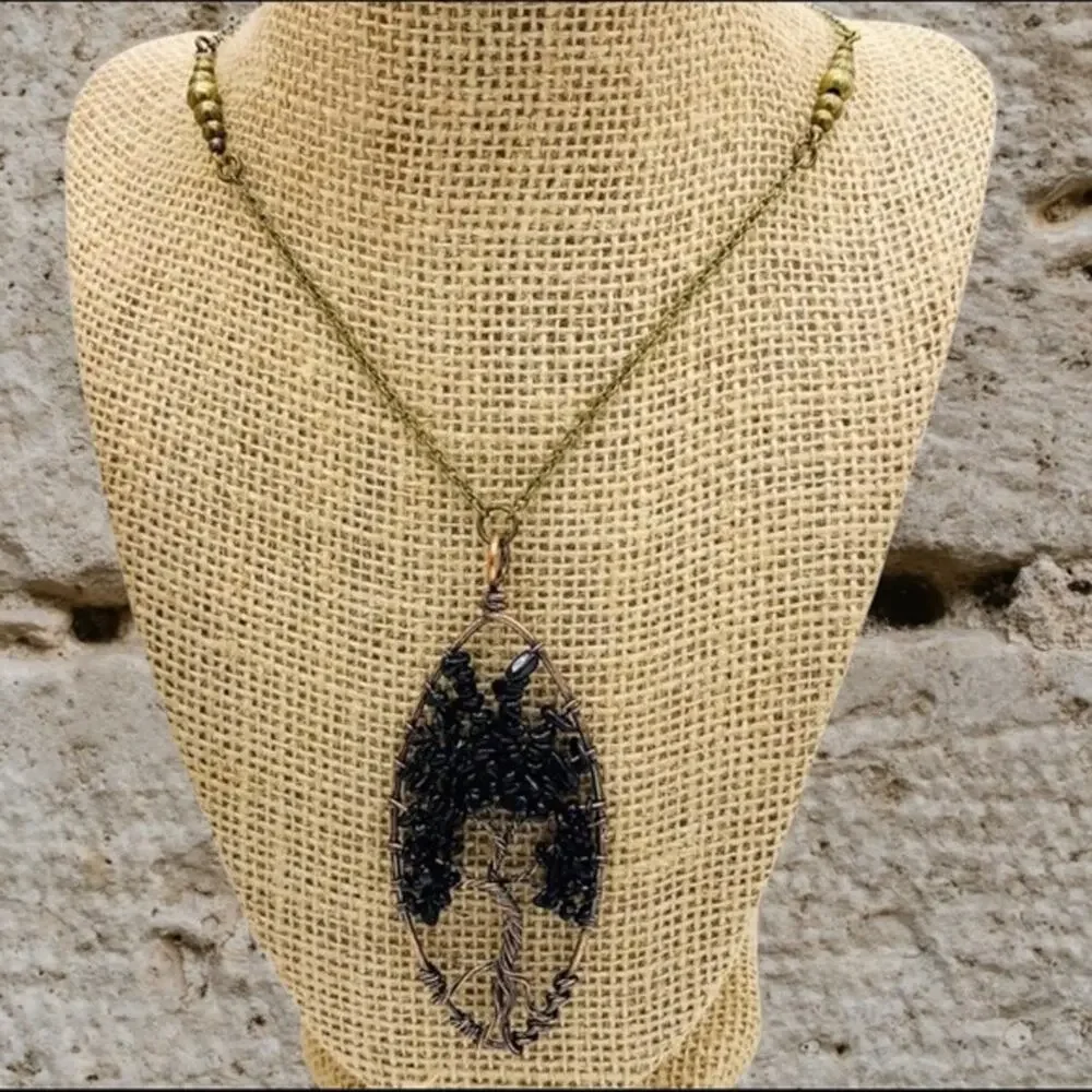 Garnet January birthstone tree of life‎ necklace